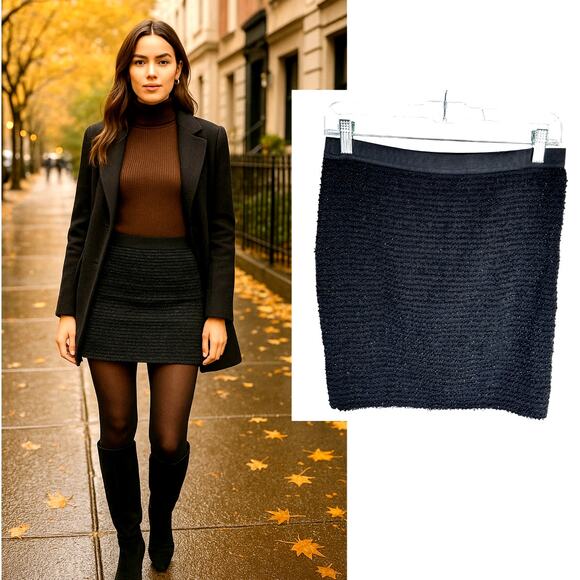 Revolve x Vila S BEADED Mini Skirt $199 Stretch Bodycon Elastic Waist Black - Picture 1 of 8